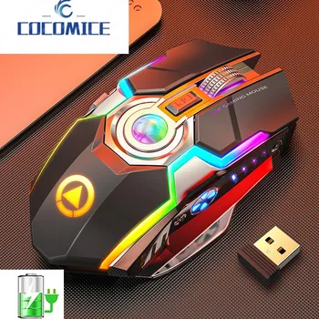 Беспроводная мышь Raton inalambrico Эргономичная 7-кнопочная USB-Мышь для Портативных ПК A5 с Бесшумной RGB Подсветкой 7 Кнопок 1600 точек на дюйм Игровые Мыши