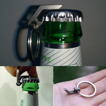Брелок для ключей EDC из нержавеющей Стали, Мини-легкая Бутылка, Открывалка для пивных напитков, Карманный инструмент, Утилита, Гаджет, Подвеска для ключей в походе на открытом воздухе