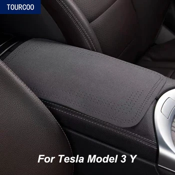 Для Tesla Модель 3 Y Центральная консоль, замшевый подлокотник, защитная накладка, коврик, Аксессуары для модификации интерьера