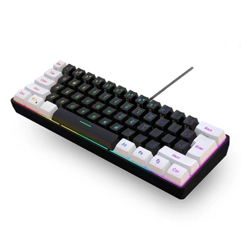 Клавиатура с подсветкой RGB, Ультракомпактная Мини-клавиатура, Игровая клавиатура с составной функцией, Проводная Игровая клавиатура V700WB, 61 клавиша, многоцветная