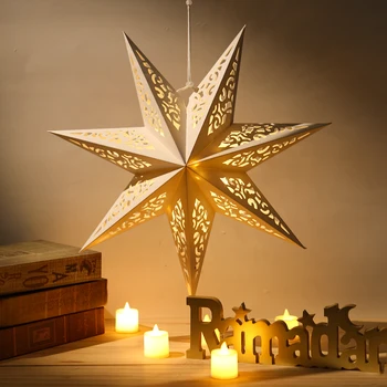Подвесные бумажные звезды, фонари, Полая звезда, Подвесная светодиодная лампа с дистанционным управлением, декоративные светильники для домашнего праздничного декора