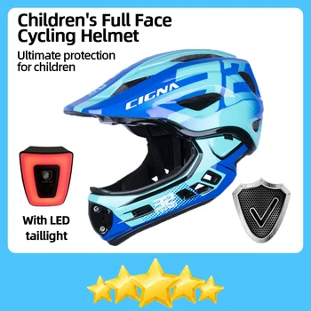 Съемный детский велосипедный шлем с подсветкой, детский шлем Pro для защиты всего лица, шлем для горных велосипедов, Спортивное защитное снаряжение