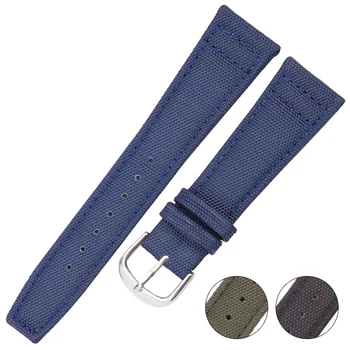 Холщовые нейлоновые ремешки для часов 20 мм 21 мм 22 мм Черный Зеленый Синий ремешок Для женщин и мужчин ремешок для часов браслет с пряжкой
